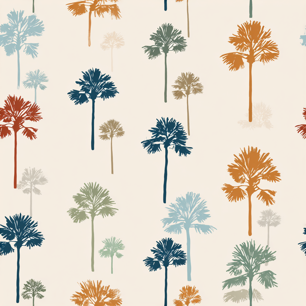 Lowcountry Palms Wallpaper with tropical palm tree pattern.