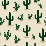 Sonora plain wallpaper with a cactus pattern, set against a tan background.