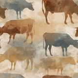 Dairy Dreams Wallpaper with brown cows by Seabrook Designs featuring a watercolor pattern.