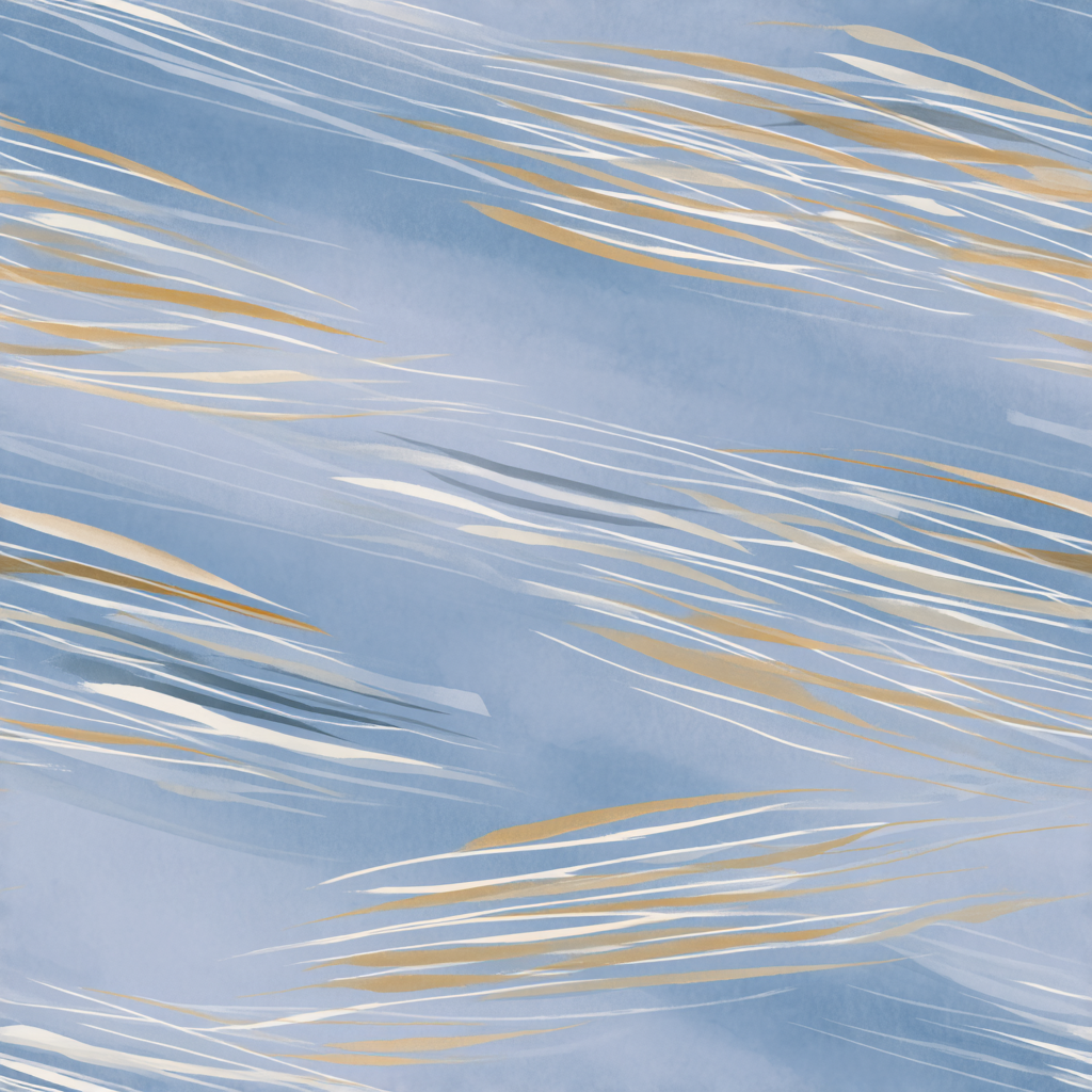 Abstract blue wallpaper with white and gold streaks.