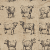 Cattle etchings wallpaper with brown paper texture pattern.