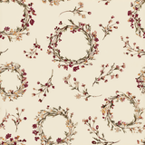 Floral Prairie Wreath Study Wallpaper with wreaths and sprigs pattern.
