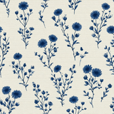 Bluewind Meadow Wallpaper with floral pattern and blue flowers on a textured background.