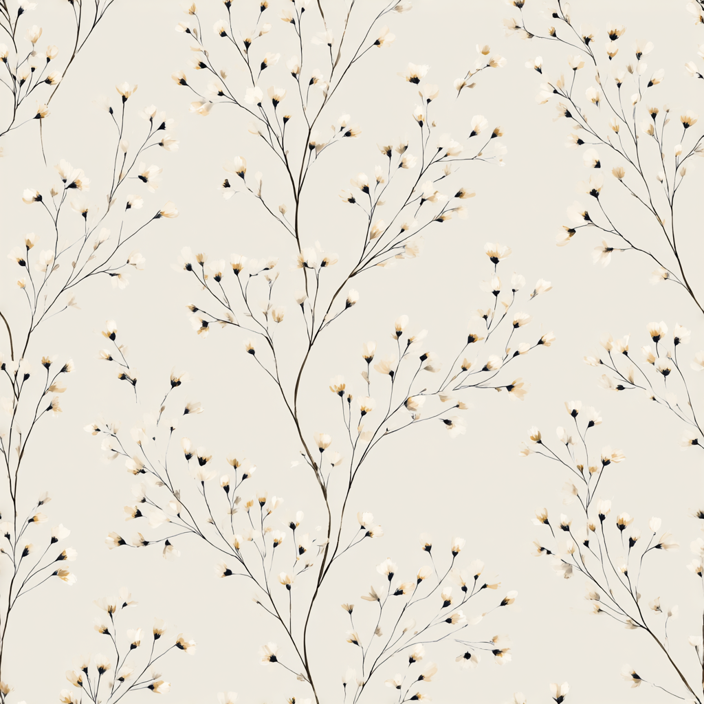 Lenore field wallpaper with beige floral pattern on a light background.