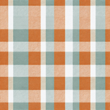 Fieldstone Picnic Check wallpaper with orange, blue, and beige plaid pattern.