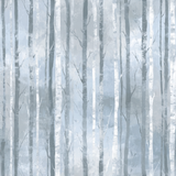 Blue and white frosted grove wallpaper with tree pattern.