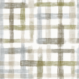 Brackenhold Check Wallpaper with a green, brown, and grey plaid pattern.