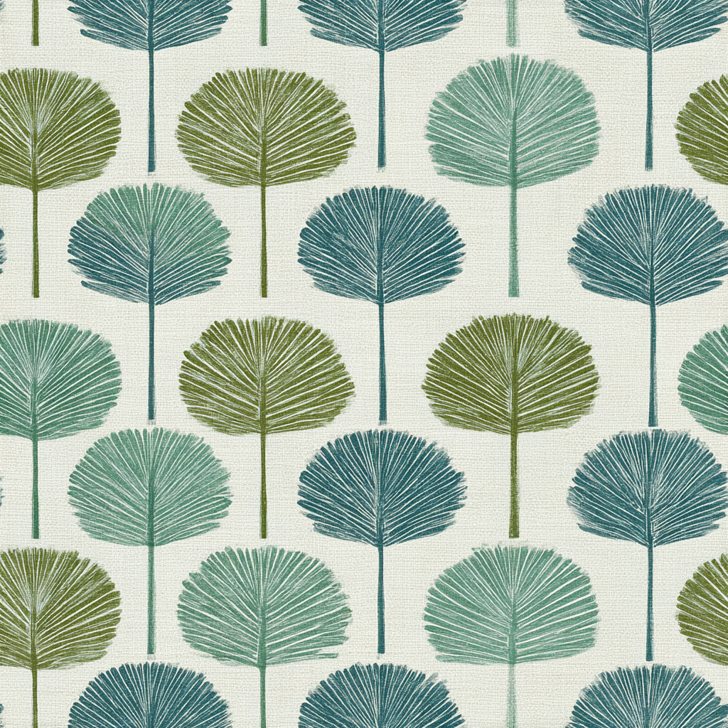 Botanical wallpaper with palm frond pattern, textured background.