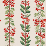 Berry Bright Boulevard Wallpaper with red berries pattern on a beige background.