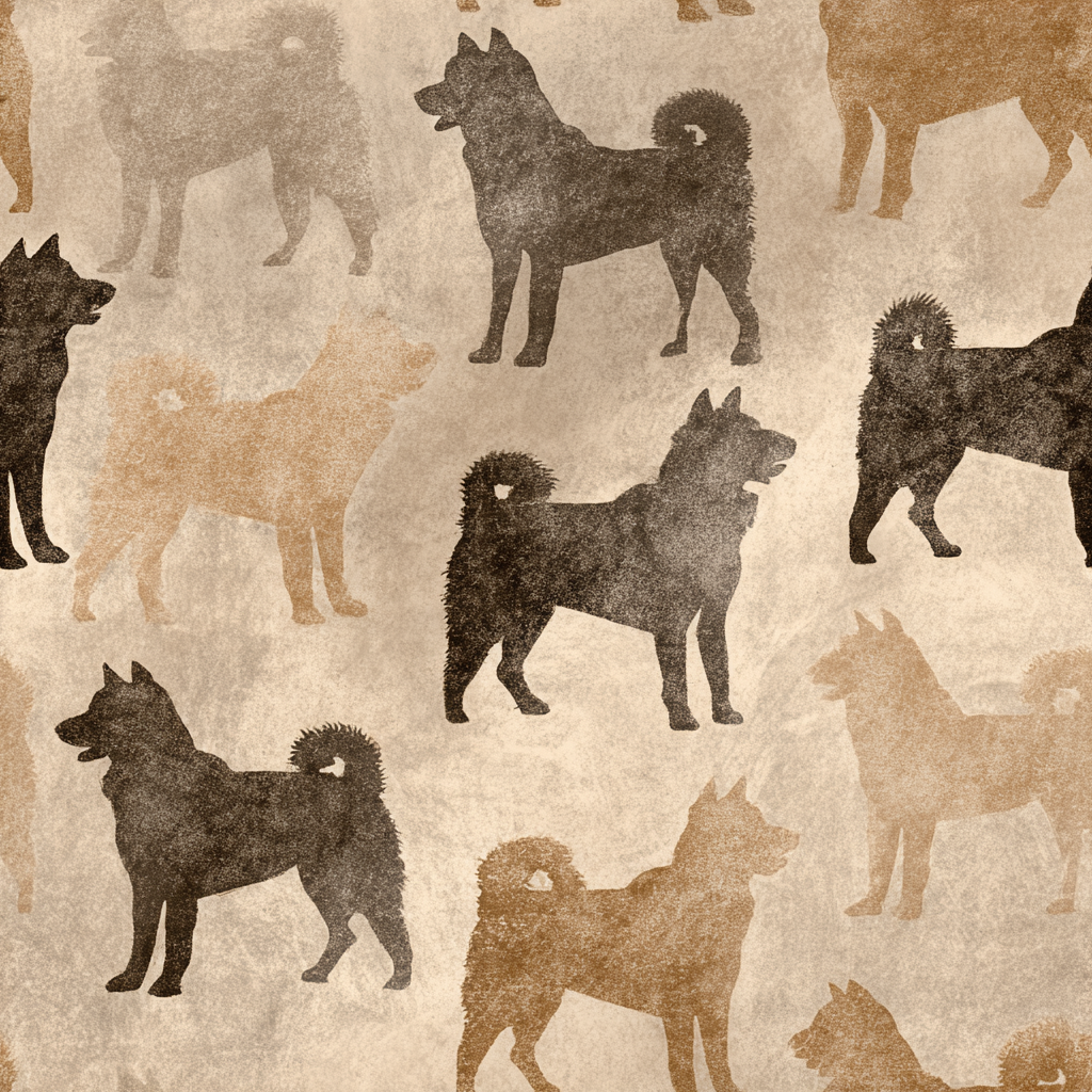 Yama Ridge wallpaper featuring a Shiba Inu dog silhouette pattern with a textured beige background.