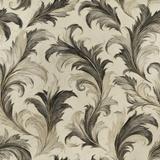 Beige Featherstorm Flourish Wallpaper with flourishing leaf design.
