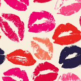 Kiss print wallpaper with varying colors, pattern texture.
