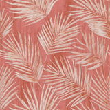 Coral palm wallpaper with white leaf pattern and wood grain effect.
