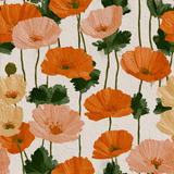 Floral poppy wallpaper with orange and peach blooms, featuring painterly texture.