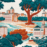 Cypress Assembly wallpaper with building and nature pattern.