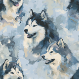 Husky dog wallpaper with a wintery theme.
