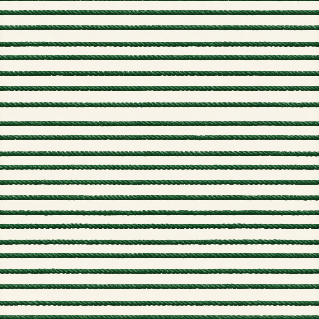 Green rope stripe wallpaper by Marlow, showcasing a nautical pattern and textured finish.