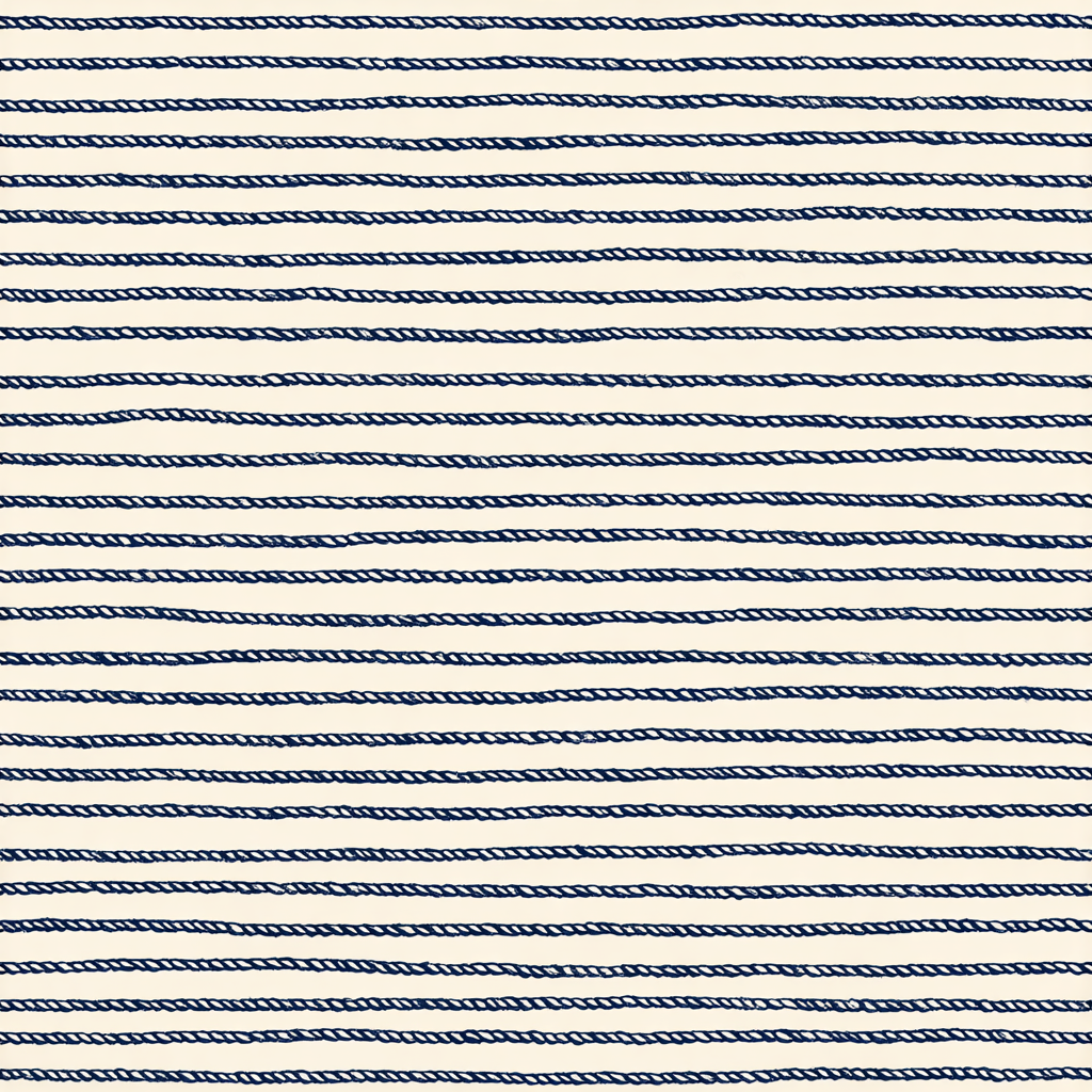 Nautical rope striped wallpaper with thread detailing.