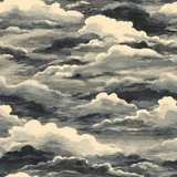 Gray cloudy wallpaper with cream accents, showing a storm-cloud watercolor pattern.