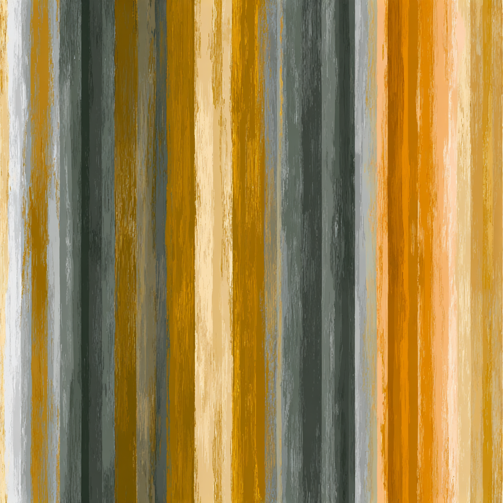 Vertical striped wallpaper with gold and gray brushstroke texture.