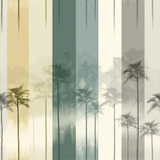 Abstract palm tree patterned Sylva Veil Wallpaper with vertical color block design.
