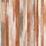 Vertical stripe wallpaper with orange, brown, and gray painted brushstroke pattern.