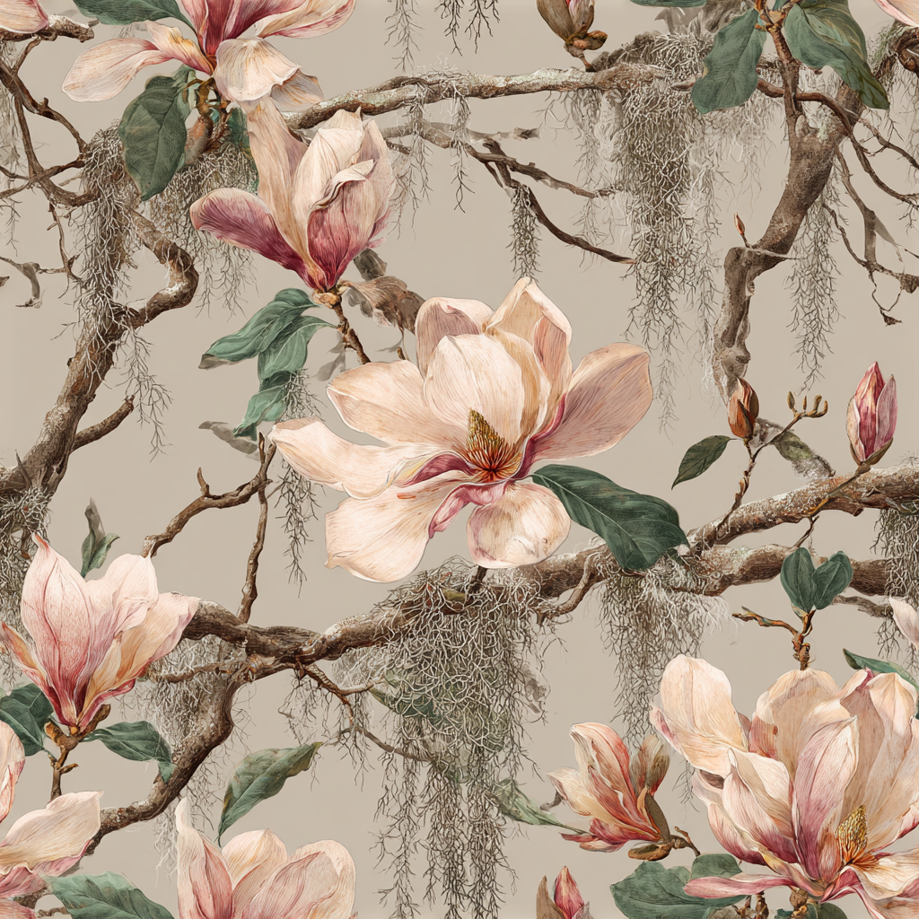 Spanish Moss Magnolia Wallpaper