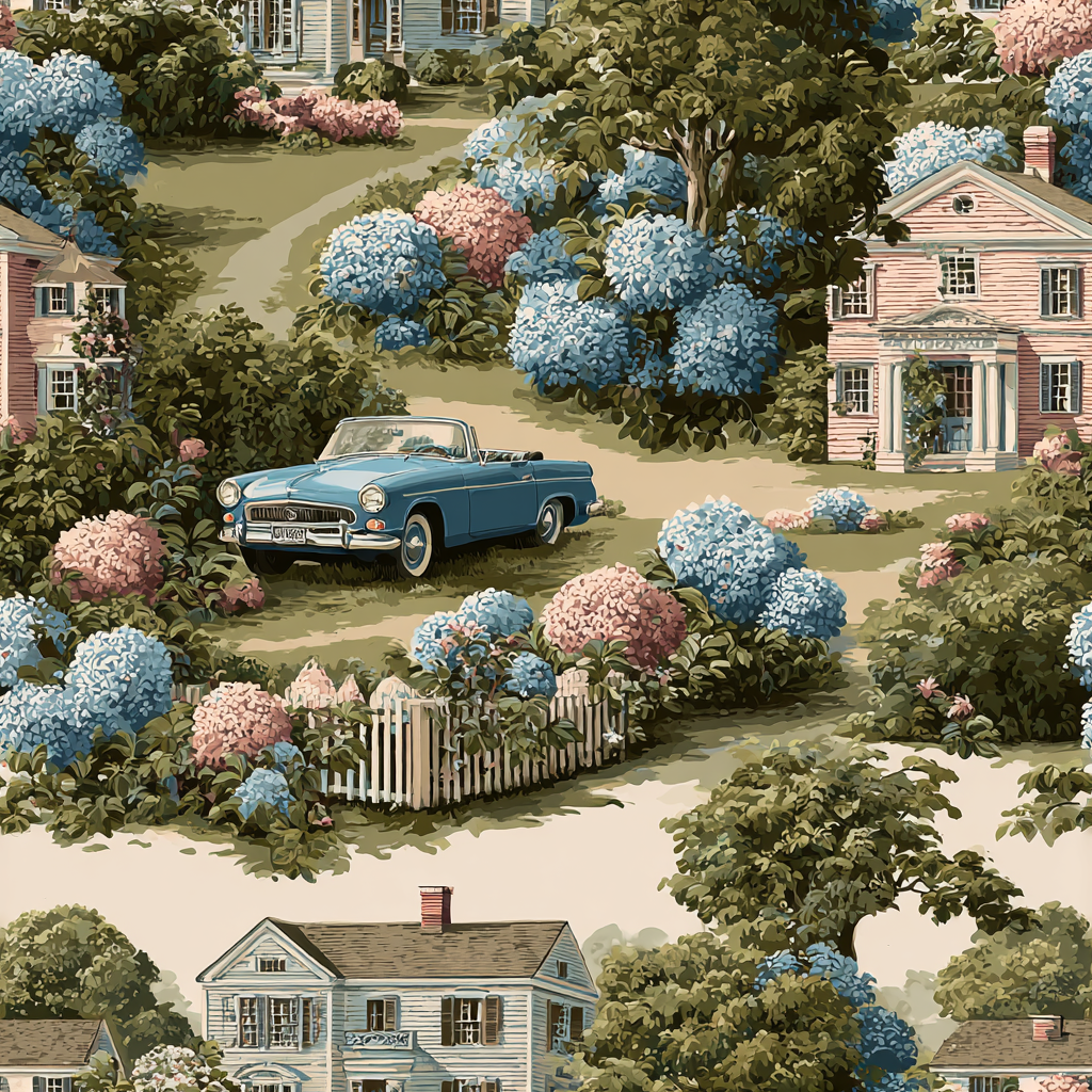 Hydrangea Sound Toile Wallpaper
