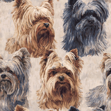 Park Row wallpaper with terrier pattern on a beige, textured backdrop.