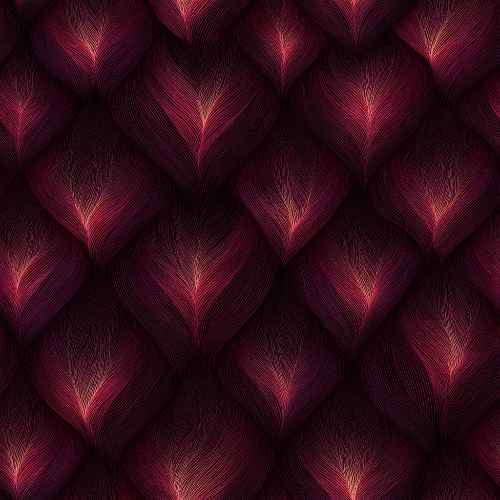 Damask ember wallpaper with repeating textured feather pattern.