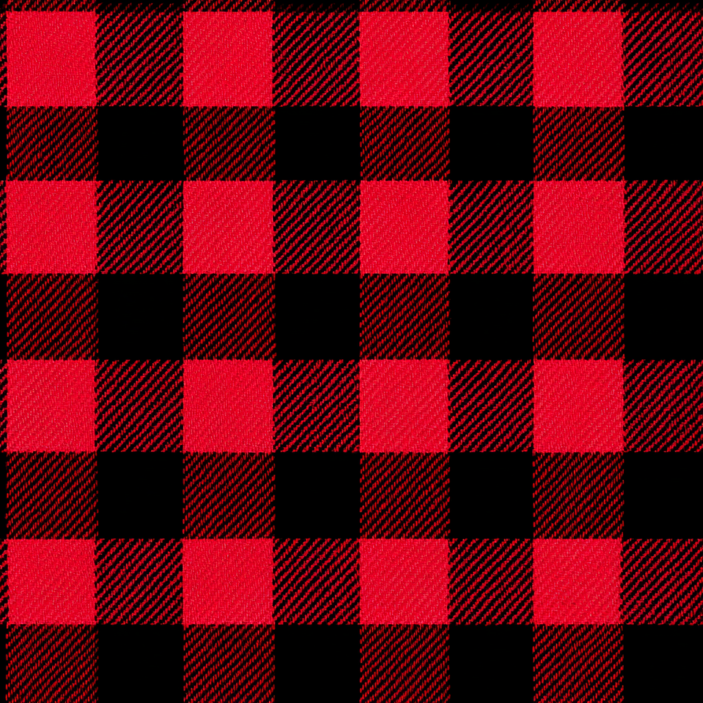 Red and black Cabinier Rouge Wallpaper with a buffalo plaid pattern.