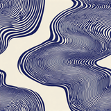 Cobalt drift wallpaper with curved navy blue and white line pattern.