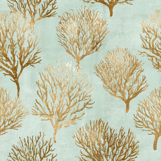 Metallic Coral Branches Wallpaper