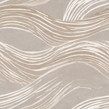 Beige and white dune currents wallpaper with a wavy pattern.