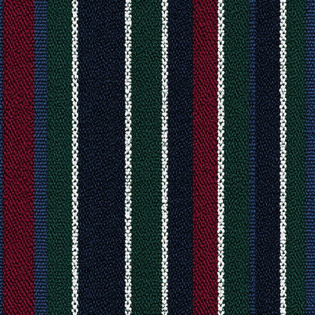 Striped wallpaper with red, green, and blue vertical lines with textured surface.