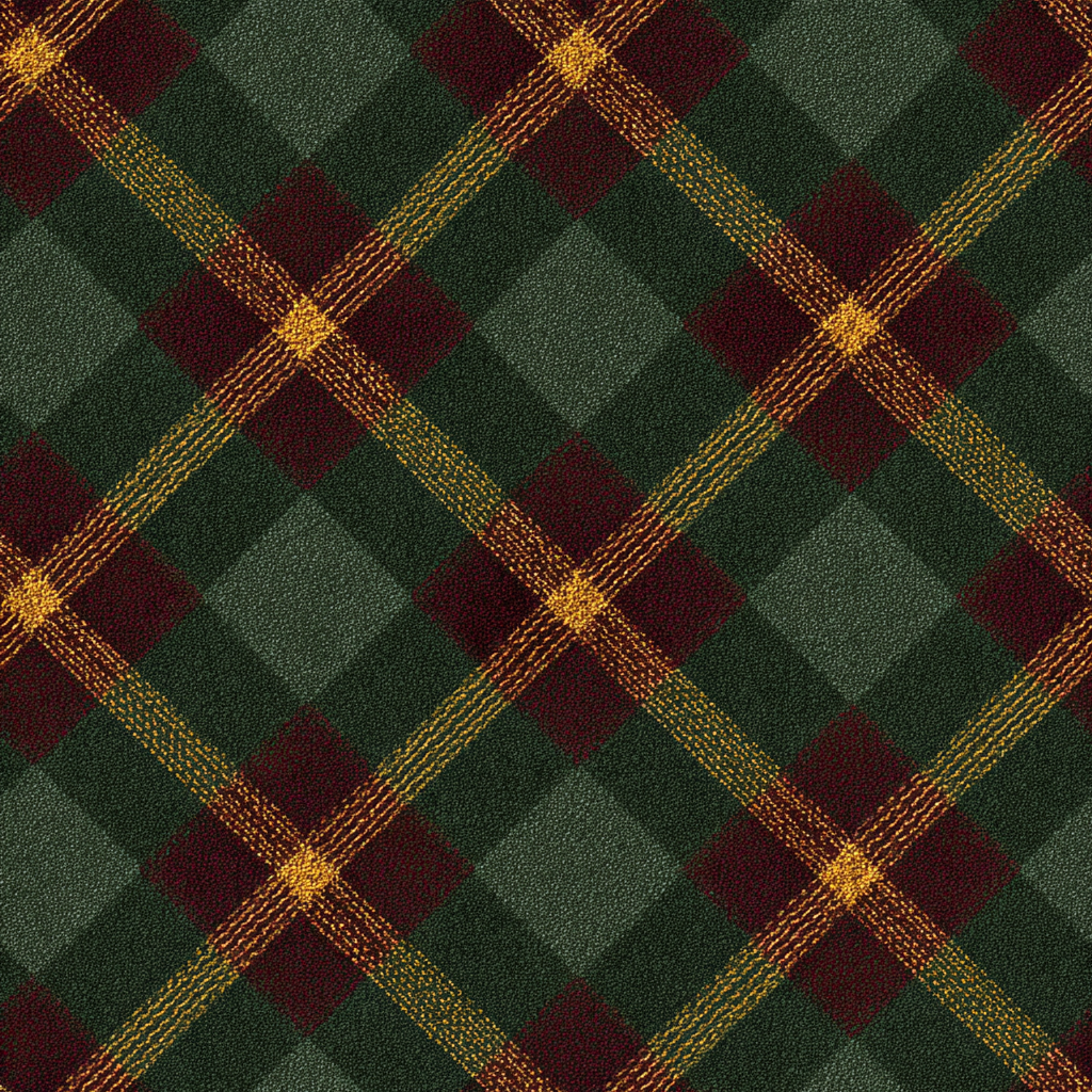 Tartan wallpaper with green, red, and yellow plaid pattern.