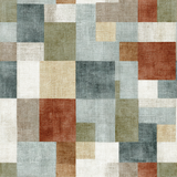 Appalachian Patchwork Wallpaper with a geometric pattern of neutral-toned squares and simulated fabric texture.