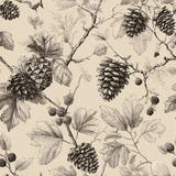 Woodland Toile Pinecone Wallpaper
