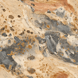 Fossil wallpaper with terra tones and stone-like veining, textured with crater-like spotting.
