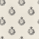 Patterned wallpaper featuring a repeating letter "A" crest, from an unknown vendor, with ornate details and crown accents.
