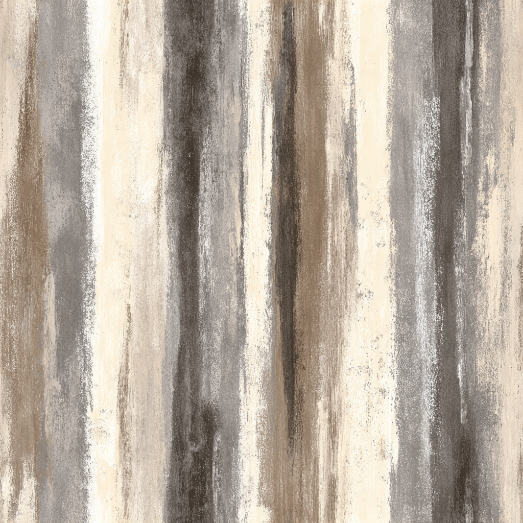 Vertical striped greige wallpaper with cascade pattern, brushstroke texture.