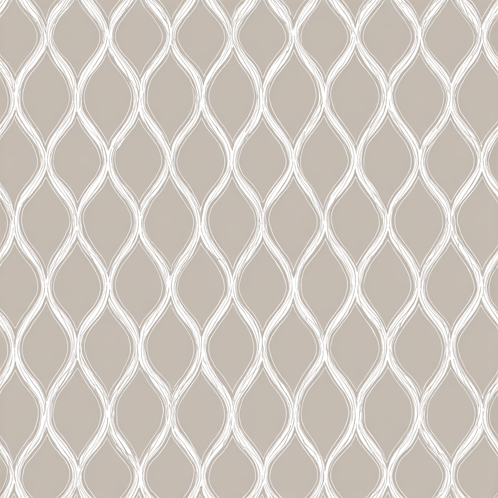 Beige arch trellis lattice wallpaper with white line detailing.