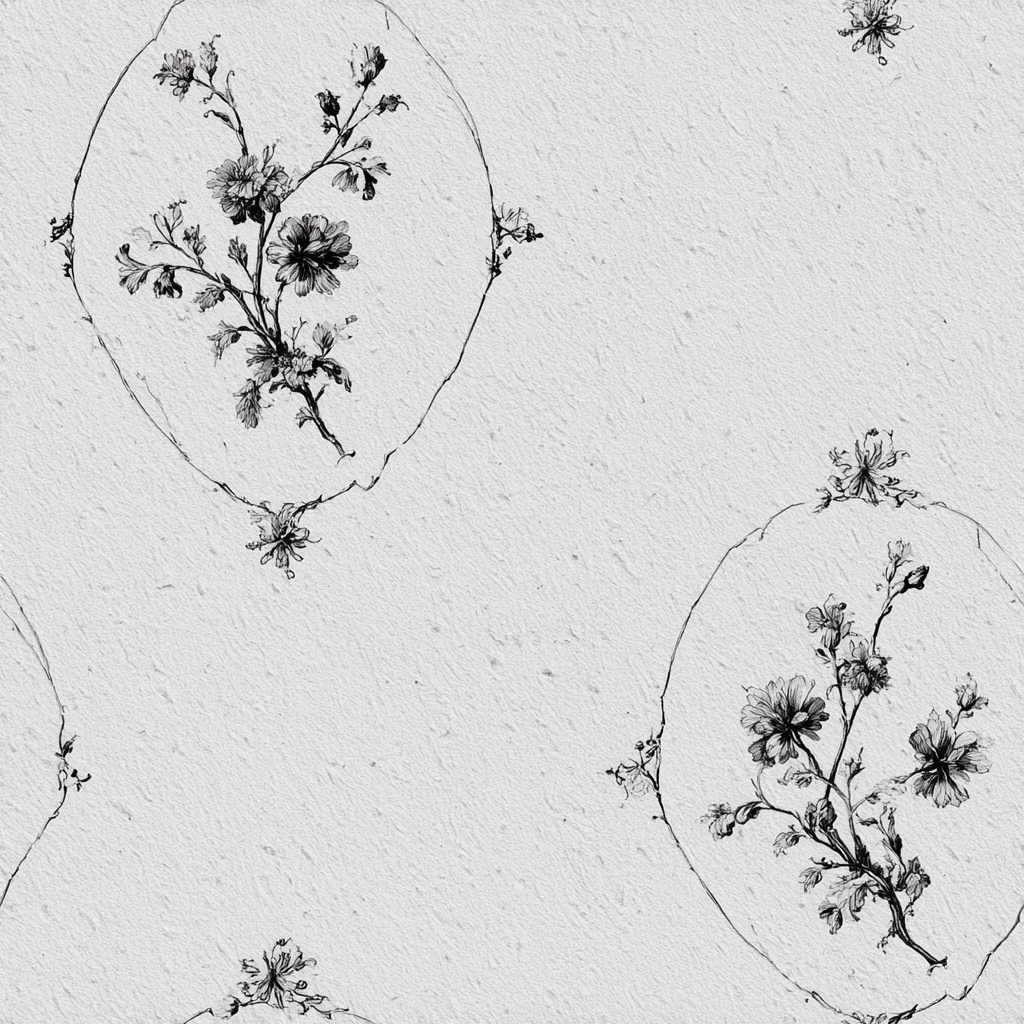 Botanica wallpaper with floral medallions, patterned texture.