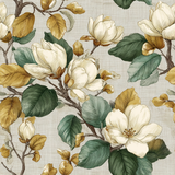 Magnolia linework wallpaper with floral pattern and magnolia flower drawings.