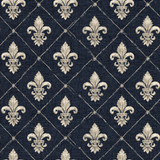 Tapestry Hall wallpaper with a fleur-de-lis pattern and a diamond trellis design.