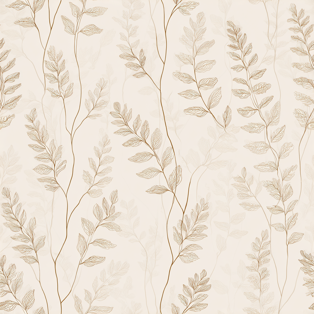 Cream-colored Whisper Fern Wallpaper with leaf pattern.