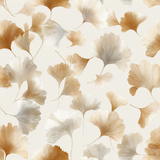 Ginkgo wallpaper with golden hues featuring a leaf pattern on a light cream background.
