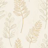 Sand fern wallpaper with gold outlines and faded leaf pattern.
