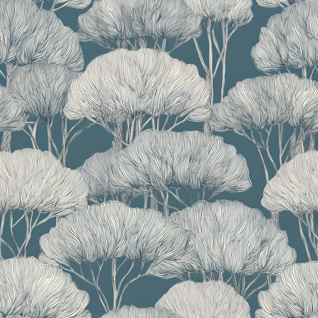 Blue Zephyr Canopy wallpaper with tree pattern.