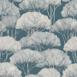 Blue Zephyr Canopy wallpaper with tree pattern.